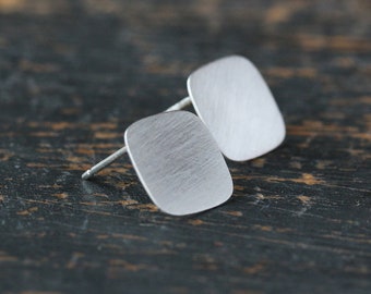 Silver Square Earrings, Sterling Silver Geometric Jewelry, Simple Post Earrings, Minimalist Jewelry