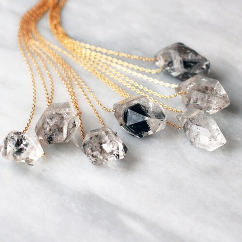 Minimalist Herkimer Diamond Necklace Sterling Silver Herkimer Etsy