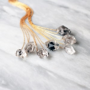 Herkimer Diamond Necklace - Sterling Silver, 14k Rose Gold Filled or 14k Gold Filled Chain - Raw Gemstone Crystal Point