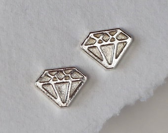 Diamond Shape Studs - .925 Sterling Silver Post Earrings - Pair of Geometric Stud Earrings - Fun Gift for Her, Him, Them
