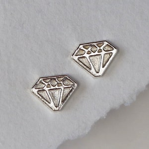 Diamond Shape Studs .925 Sterling Silver Post Earrings Pair of Geometric Stud Earrings Fun Gift for Her, Him, Them image 1