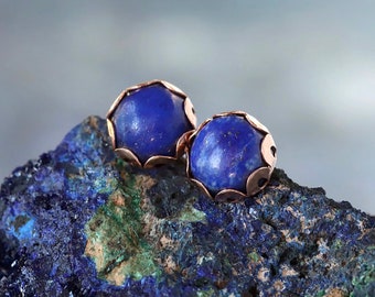 Lapis Lazuli Stud Earrings, 14k Gold Filled Lapis Studs, Classic Gemstone Earrings, Gold Filled Posts
