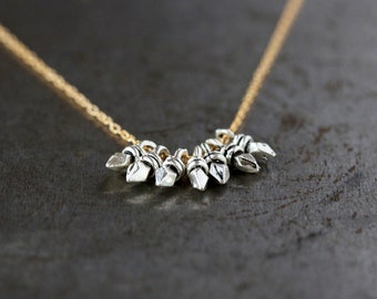 Silver Spike Necklace, Mixed Metal - Sterling Silver Daggers on 14k Gold Fill Chain, Everyday Necklace