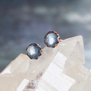 Blue Kyanite Stud Earrings, 14k Gold Filled Studs, Classic Gemstone Earrings, Gold Filled Posts