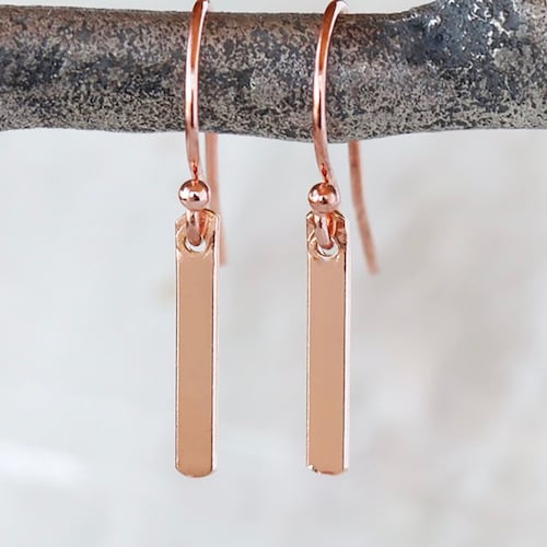Rose Gold Bar Earrings 14k Rose Gold Filled Lightweight Etsy