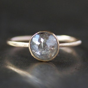 Rose Cut Diamond Ring, Your Choice Natural Color Diamond in Solid 14k Yellow Gold, Unique Engagement Ring image 3