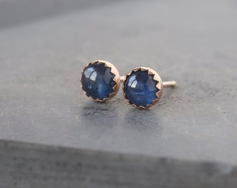 Sapphire Stud Earrings, SOLID Gold Sapphire Studs, 14k Yellow Gold Posts, September Birthstone Jewelry