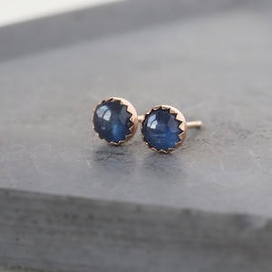 Sapphire Stud Earrings, SOLID Gold Sapphire Studs, 14k Yellow Gold Posts, September Birthstone Jewelry