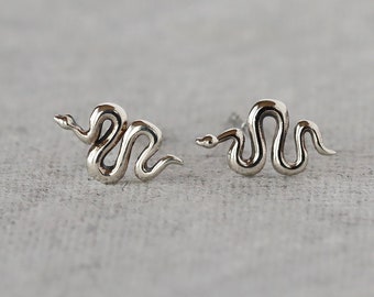 Tiny Snake Stud Earrings,Sterling Studs Silver Posts, Delicate Silver Snake Earrings