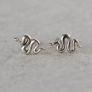 Tiny Snake Stud Earrings, Sterling Studs Silver Posts, Delicate Silver Snake Earrings