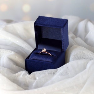 Navy Velvet Ring Box, Hinged for Your Perfect Proposal -- for purchase with a ShopClementine ring only