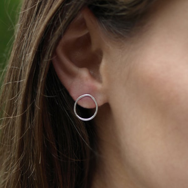 Teardrop Earrings, Sterling Silver Hammered Posts, Simple Organic Shape, Modern Minimal Earrings, Handmade Jewelry