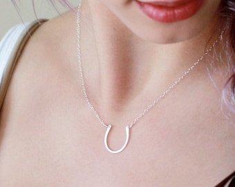 Horseshoe Necklace, Sterling Silver or 14k Gold Fill Lucky Necklace, Good Luck Jewelry