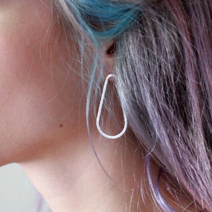 Sterling Silver Teardrop Earrings, Lightweight Open Drops, Modern Minimalist Jewelry