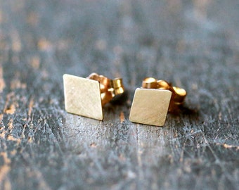 Diamond Shaped Earrings, SOLID 14k Yellow Gold Geometric Stud Earrings, Minimalist Kite Shape