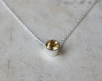 Citrine Necklace, Birthstone Necklace Slide Pendant, November Birthstone Jewelry