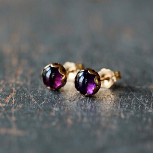 Amethyst Stud Earrings, February Birthstone Gemstone Studs, Amethyst Earrings, 14k Gold Filled Posts image 1