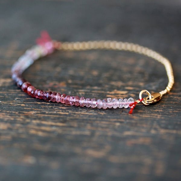 Ombre Gemstone Bracelet, Colorful Spinel Gems 14k Gold Fill Delicate Bracelet, Layering Jewelry