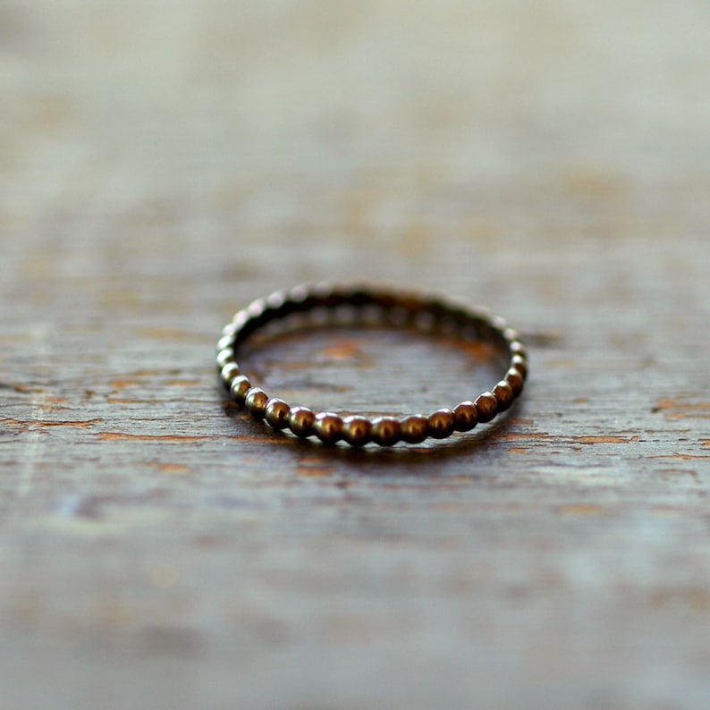 Oxidized Black Dotted Ring Black Dots Stacking Band Sterling Silver Minimalist Stacking Jewelry