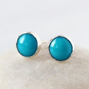 Turquoise Stud Earrings, Sleeping Beauty Turquoise, Sterling Silver ...