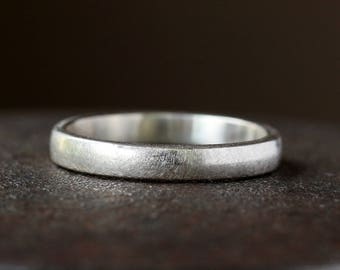 Men's Wedding Band, Satin Matte Sterling Silver, Brushed Finish Wedding Ring for Him, Recycled Metal Handmade Jewelry