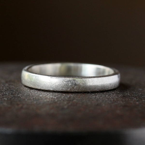 Men's Wedding Band, Satin Matte Sterling Silver, Brushed Finish Wedding Ring for Him, Recycled Metal Handmade Jewelry