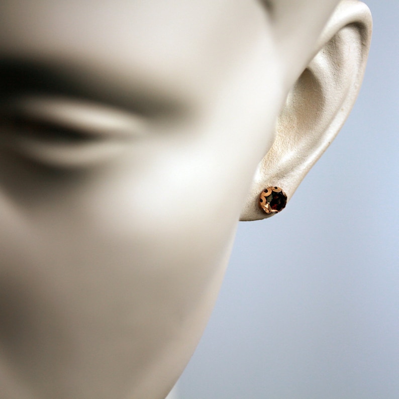 Rose Cut Smoky Quartz Stud Earrings 14k Gold Filled Posts Etsy