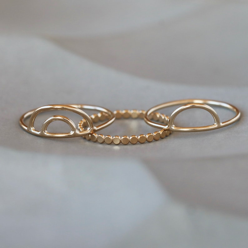 Arch Collection Rings Double Arch Ring Stacking Set - Three 14k Gold Fill Rings: Rainbow Ring ...