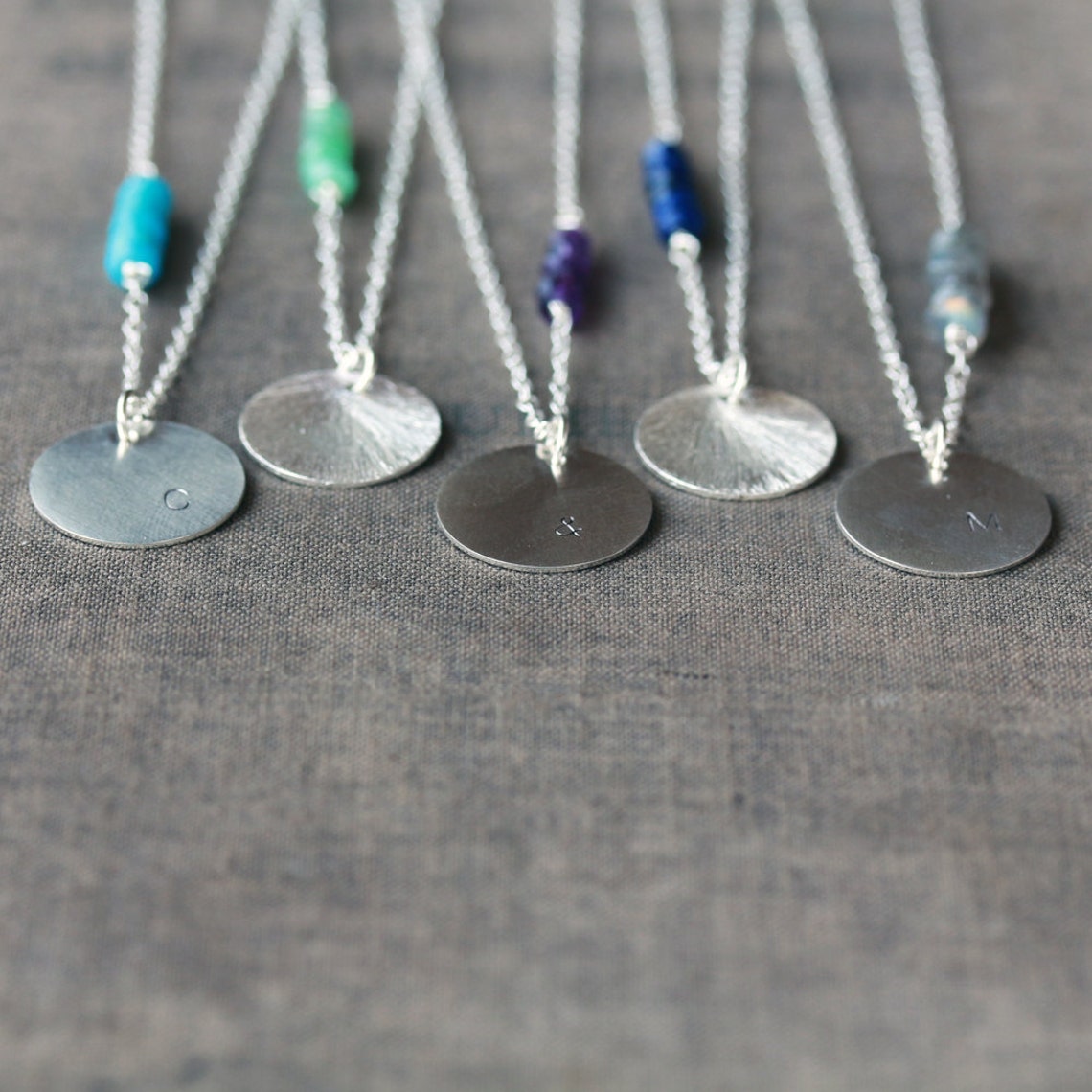 Silver disc necklace personalized Clearance