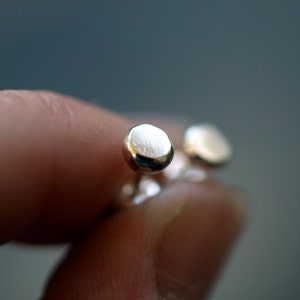 Silver Dot Earrings, Pebble Earrings, Organic Shape Recycled Silver Studs, Round Dot Earrings, Small Circle Earrings image 3