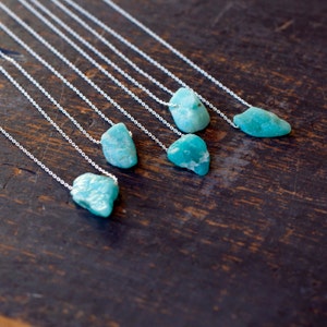 Raw Amazonite Necklace, Blue Green Stone Rough Gemstone Jewelry, Sterling Silver image 4