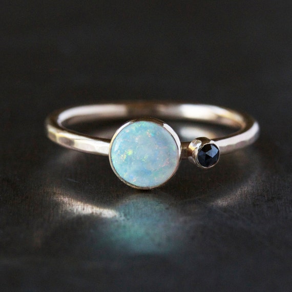 Opal and 2024 black diamond ring