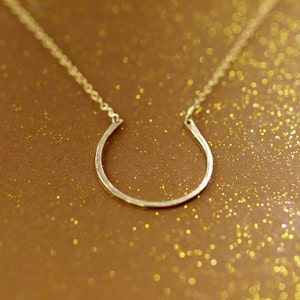 Large Gold Horseshoe Necklace, 14k Gold Fill Lucky Necklace, Good Luck Pendant, Equestrian Jewelry, Lucky Charm Necklace image 3