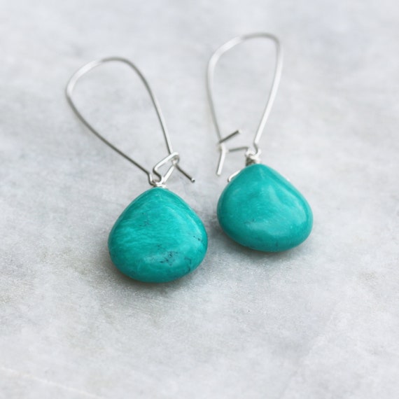 Turquoise Drop Earrings Turquoise Earrings Sterling Silver