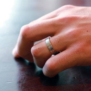 Reykjavik Ring, Sterling Silver Men's Wedding Band, Oxidized Black Hammered Man's Ring, Iceland Inspired Rustic Handmade Jewelry image 3