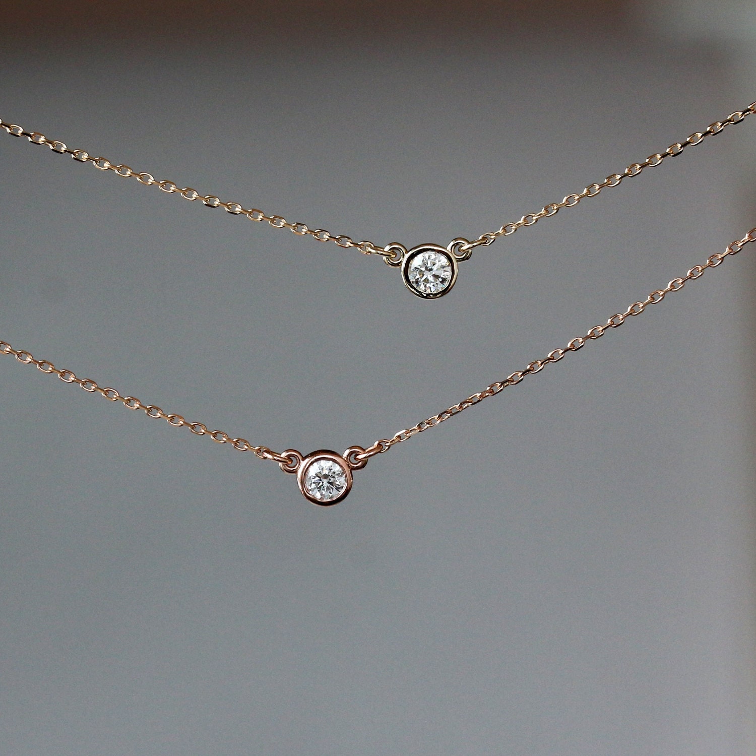 Diamond Solitaire Necklace Floating 