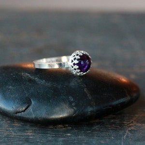 Amethyst Crown Ring, Silver Amethyst Ring, February Birthstone Jewelry image 3
