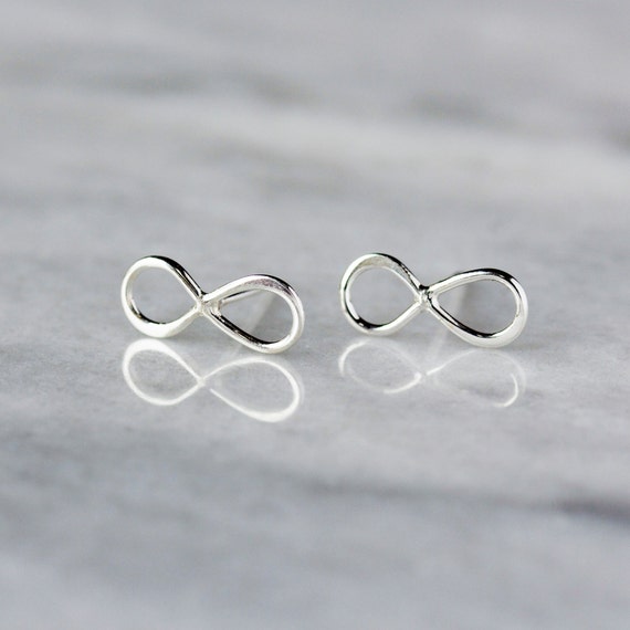 Silver Infinity Studs, Figure Eight Figure 8 Sterling Silver