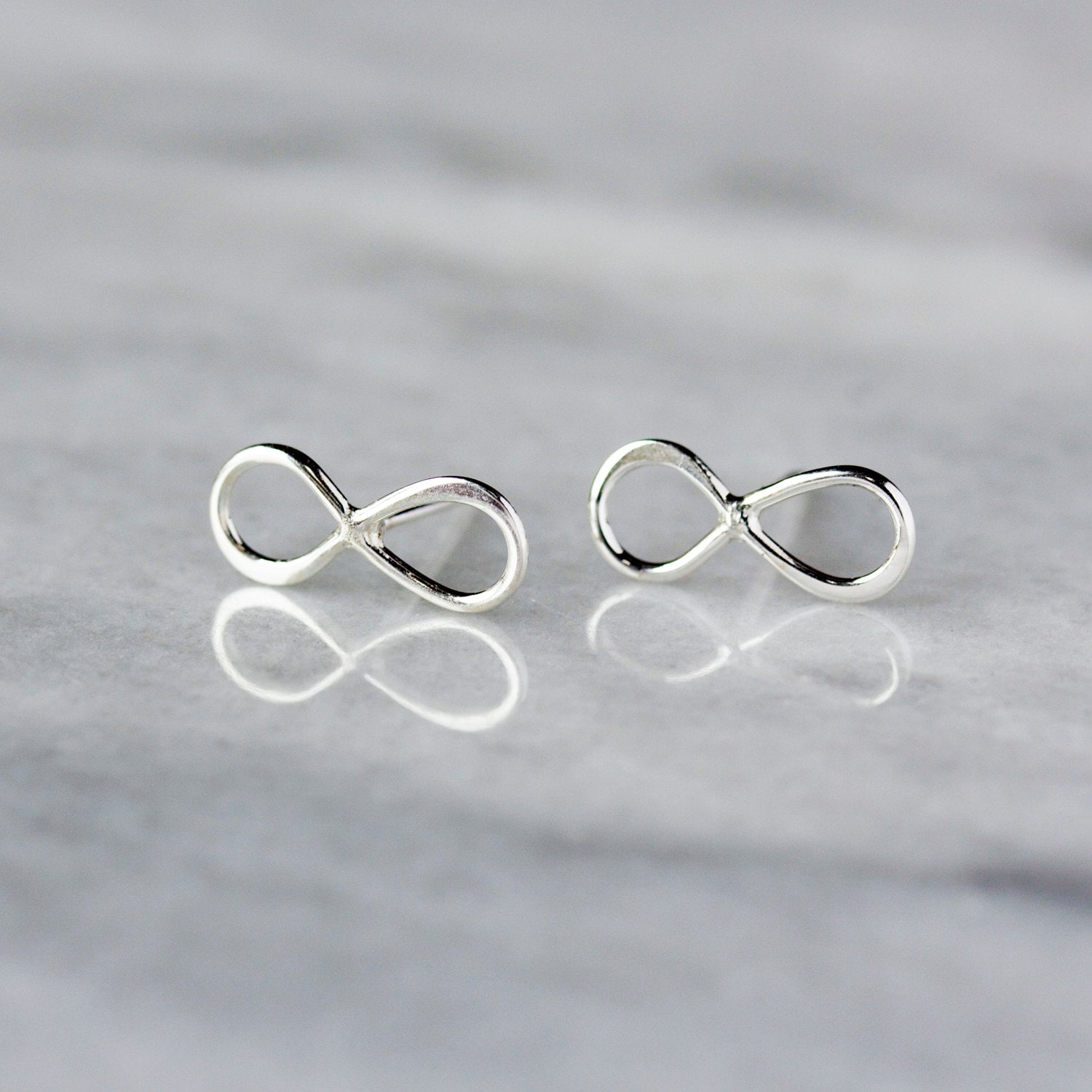 Silver Infinity Studs, Figure Eight Figure 8 Sterling Silver