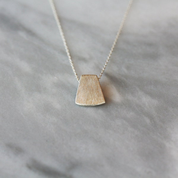 Silver Blade Necklace, Sterling Silver Layering Jewelry, Unique Silver Necklace, Brushed Metal Finish