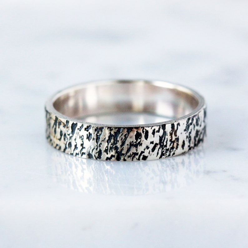 Reykjavik Ring, Sterling Silver Men's Wedding Band, Oxidized Black Hammered Man's Ring, Iceland Inspired Rustic Handmade Jewelry Oxidized and Buffed