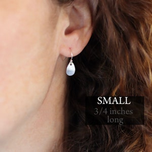 Sterling Silver Teardrop Earrings, Curved Drop Earrings, Brushed Silver Drops, Sparkly Jewelry, Minimal Earrings, Modern Style image 6