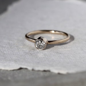 Salt and Pepper Diamond Ring 14k Palladium White Gold Hammered Faceted Band Simple Diamond Ring image 3