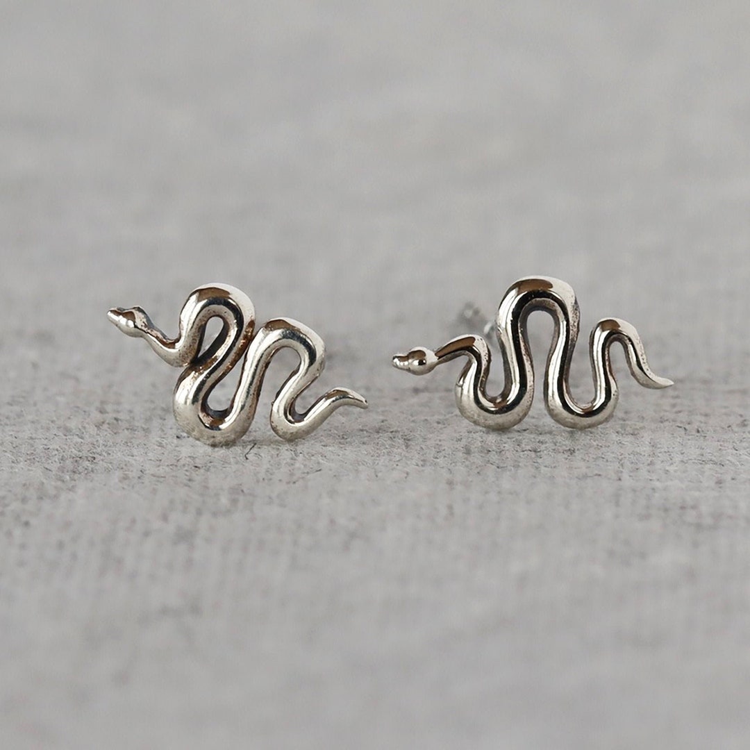 Tiny Snake Stud Earringssterling Studs Silver Posts Delicate Etsy
