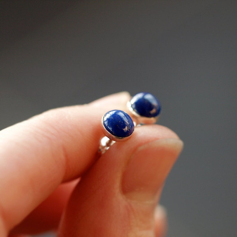 Lapis Lazuli Stud Earrings, Sterling Silver Lapis Studs, 6mm Size Classic Gemstone Earrings, Handmade Jewelry image 3