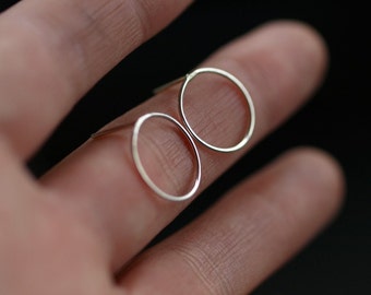 Silver Open Circle Earrings, Simple Open Circle Studs, 925 Silver Jewelry, Round Hoop Earrings