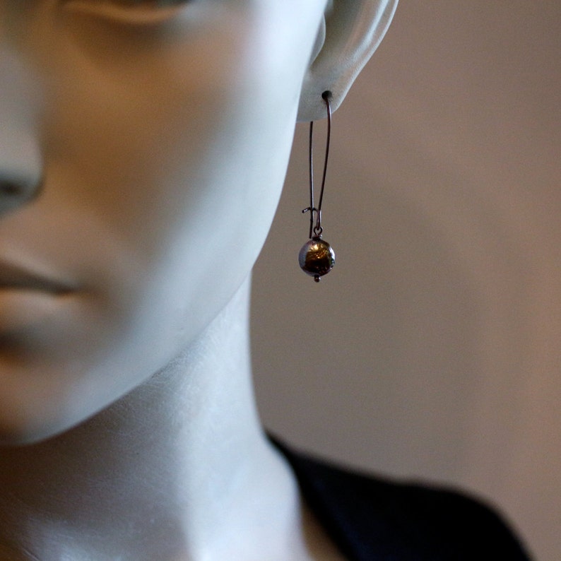 Freshwater Pearl Earrings, Chocolate Bronze Pearl Drops, Rustic Copper Earrings image 5
