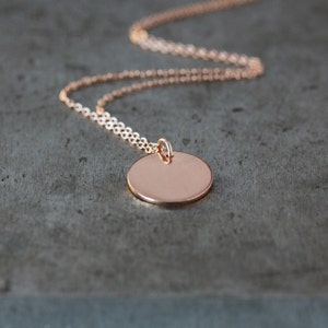 Rose Gold Disk Necklace, Rose Gold Necklace Dainty, 14k Rose Gold Fill Disc, Simple Circle Necklace