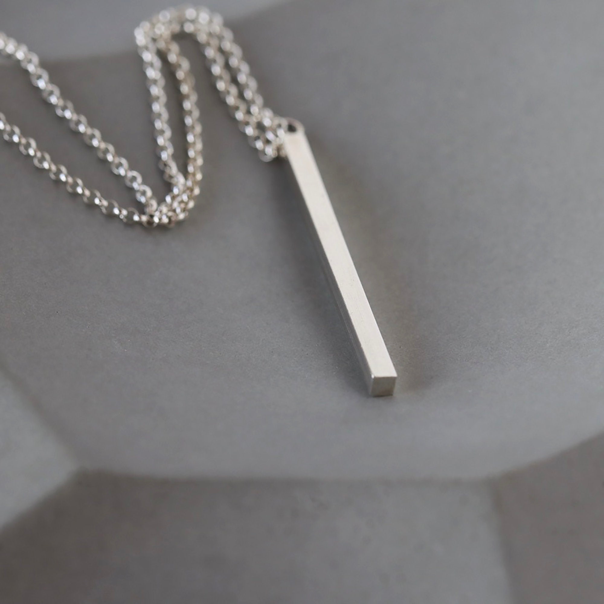 バーネックレス★Silver Wide / Long Bar Necklace Silver Bar Necklace, Vertical Bar Pendant, Sterling Silver