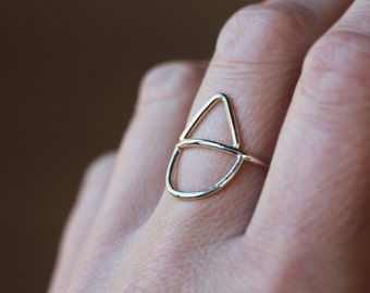Moon and Peak Ring, Sterling Silver Geometric Ring, Simple Minimalist Jewelry